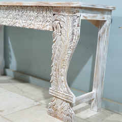 Handmade Indian Furniture Solid Hard Wood Carved Console Table 150x40x80Cm