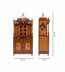 Large Sized Handmade Solid Wood Home Temple In Brown