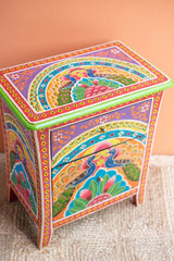 Avani Hand Painted Peacock Solid Wood Side Table 33