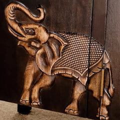 Indian Hand Carved Solid Wooden Elephant Sideboard