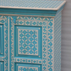 Bone Inlay Star Geometrical pattern Cabinet Blue