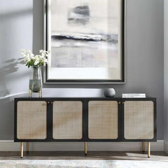 Rattan Elegance Series Solid Teak Wood Sideboard