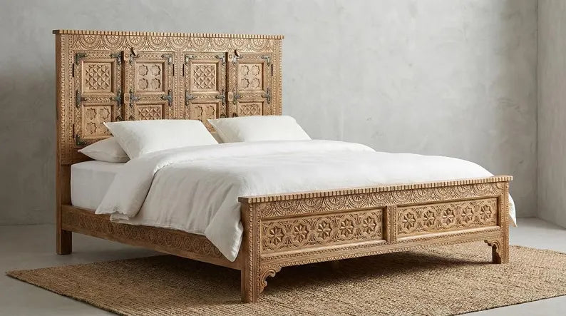 Hand Carved Mango Wood Bed Frame 189