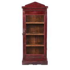 Antique Indian Hand Carved Glass Door Solid Wood Cabinet D19