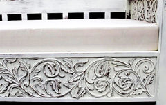 Hand Carved Indian Solid Mango Wood Daybed in White