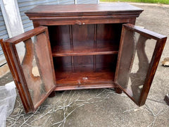Indian Handmade Carved Wooden Glass Door Sideboard With Tribal Carving