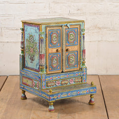 Pandora Indian Floral Hand Painted Solid Wood Cabinet In Multicolour