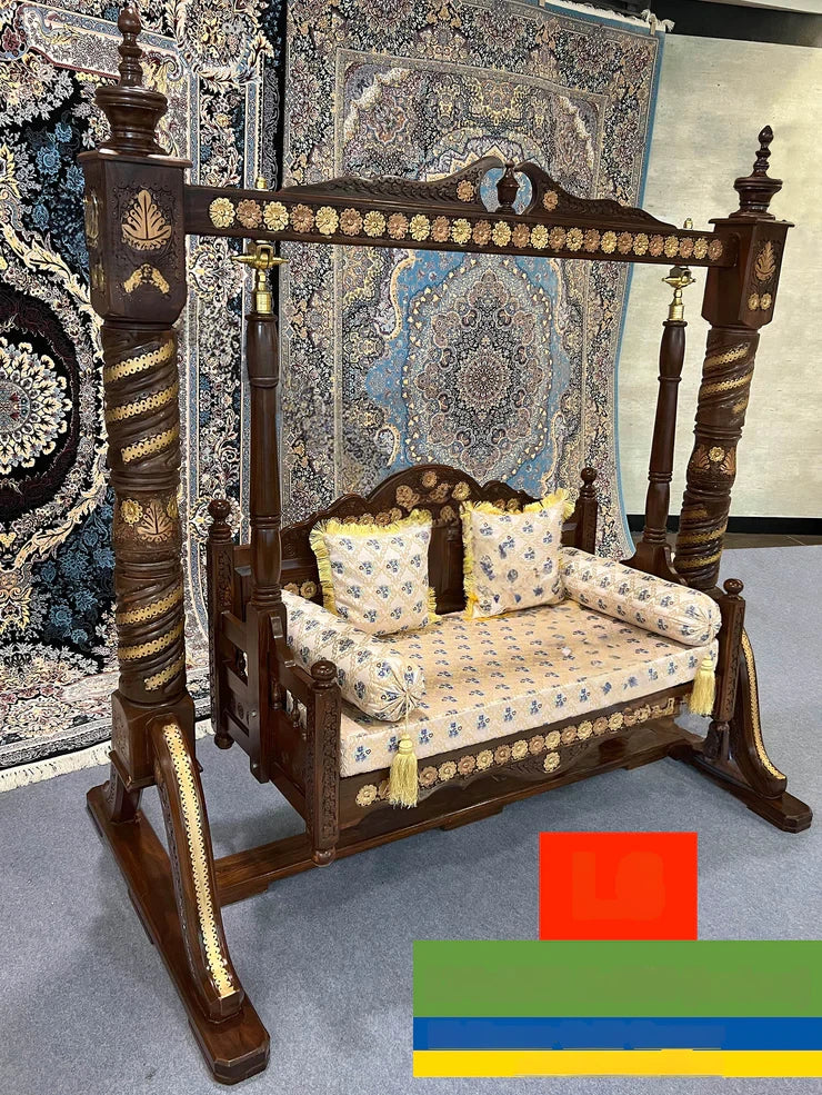 Maharaja Indian Hand Carved Painted 2 seater Swing