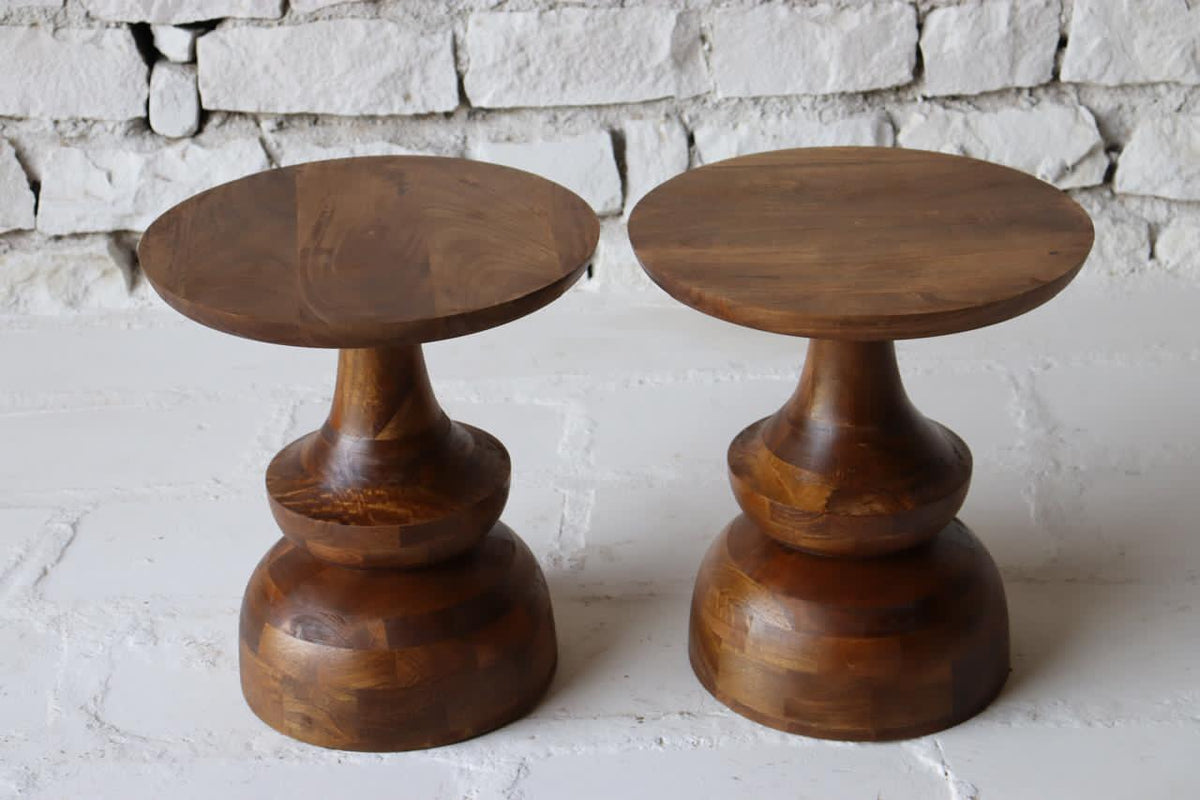 Indian Hand Carved Reclaimed Wood Side Table 08