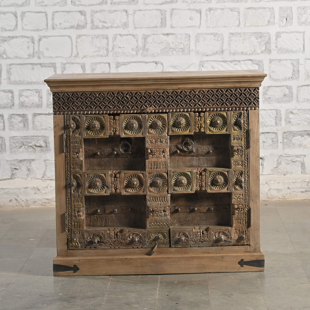 Indian Handmade Carved Solid Wood Cabinet