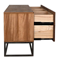 Angle Industrial Metal and Wood Chest of Drawers Sideboard