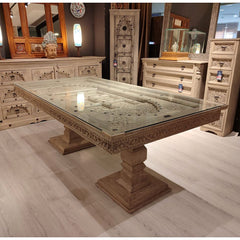 Indian Hand Carved Solid Wood Dining Table 09