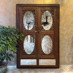 Antqiue Hand Carved Solid Wooden Mirror Fitted Window 87