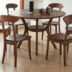 Hand Carved Round Solid Wood Dining Table Set 21