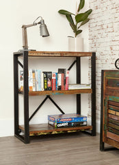 Aspen Reclaimed Wood Industrial Small Bookshelf Book Case 90x40x90cm