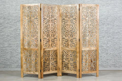 Handmade Indian Furniture Wooden Partition Screen in Natural Finish