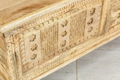 Carved Oasis Hand Carved Mango Wood Storage Blanket Box Coffee Table in Natural