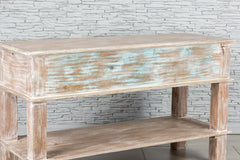 Urban Loft Handmade Solid Mango Wood Carved Console Hall Table in Rustic Colors