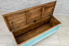 Urban Loft Handmade Solid Mango Wood Carved Blanket Trunk Box Coffee Table