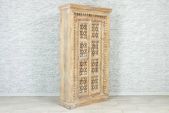 Urban Loft Handmade Solid Mango Wood Jali Carving Cupboard Cabinet Natural