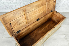 Urban Loft Handmade Solid Mango Wood Floral Carved Blanket Trunk Box