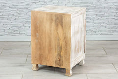 Urban Loft Handmade Solid Mango Wood Carved Bedside Table in White