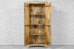 Urban Loft Handmade Solid Mango Wood Carved 2 Doors Cupboard Cabinet