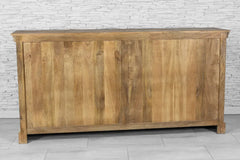 Urban Loft Handmade Solid Mango Wood Carved Sideboard With Natural Top  White