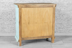 Urban Loft Handmade Solid Mango Wood Carved 2 Doors Cabinet in Blue