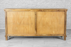 Urban Loft Handmade Solid Mango Wood Carved 4 Doors Sideboard in Blue