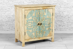 Urban Loft Handmade Solid Mango Wood Carved 2 Doors Cabinet