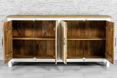 Urban Loft Handmade Solid Mango Wood Carved 4Doors Sideboard