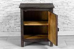 Urban Loft Handmade Solid Mango Wood Carved Beside Table in Black