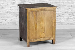 Urban Loft Handmade Solid Mango Wood Carved Beside Table in Black