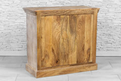 Urban Loft Handcrafted Solid Mango Wood Carved 2 Door Cabinet Whitewash