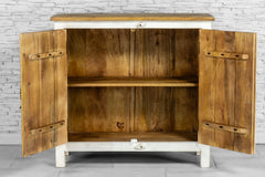 Urban Loft Handmade Solid Mango Wood Carved 2 Doors Cabinet