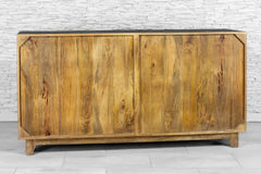 Urban Loft Handmade Solid Mango Wood Carved 3 Doors Sideboard in Black