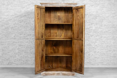 Urban Loft Handcrafted Solid Mango Wood Carved Cupboard Cabinet Whitewash