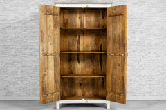 Urban Loft Handmade Solid Mango Wood Carved 2 Doors Cupboard Cabinet