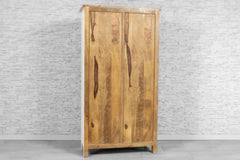 Urban Loft Handmade Solid Mango Wood Carved 2 Doors Cupboard Cabinet