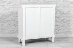 Urban Loft Handmade Solid Mango Wood Carved Glass Doors Cabinet in All White