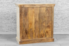 Urban Loft Handmade Solid Mango Wood Carved 2 Door Cabinet Bleached