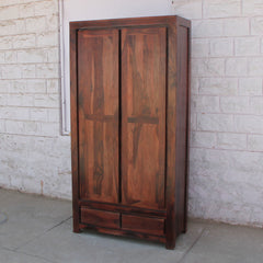 Handmade Indian Furniture Solid Hard Wood Cabinet Cupboard in Brown