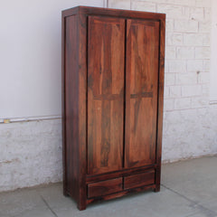 Handmade Indian Furniture Solid Hard Wood Cabinet Cupboard in Brown