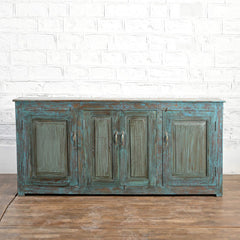 Reclaimed Timber 4 Door Sideboard Rustic Blue