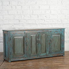 Reclaimed Timber 4 Door Sideboard Rustic Blue