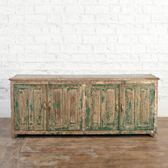 Reclaimed Timber 4 Door Sideboard Rustic Green