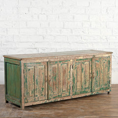 Reclaimed Timber 4 Door Sideboard Rustic Green