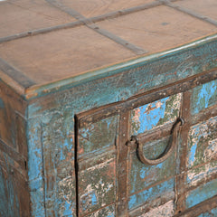 Hand Carved Indian Unique Colourful Antique Old Door Wooden Rustic Sideboard