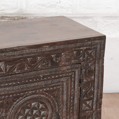 Indian Hand Carved Vintage Teak Wood Sideboard